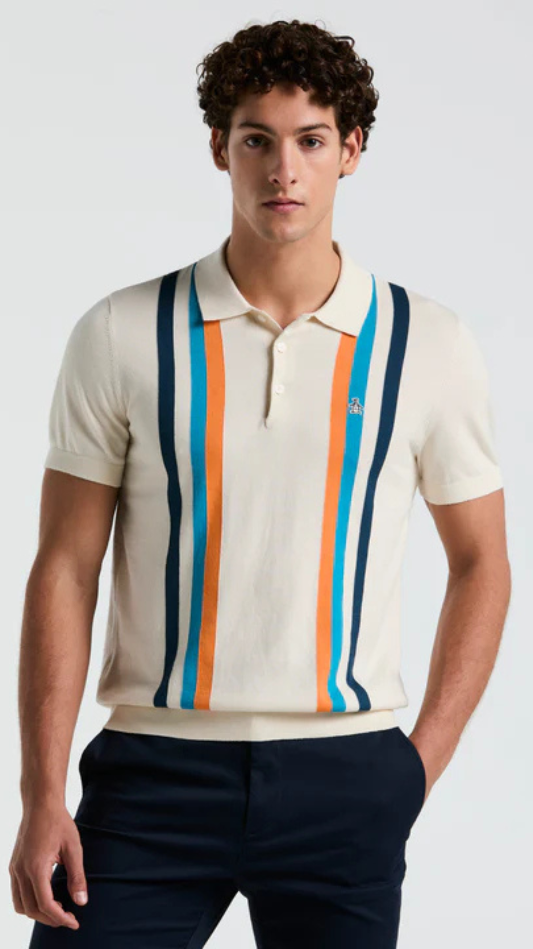 S/S VERTICAL STRIPE SWEATER POLO