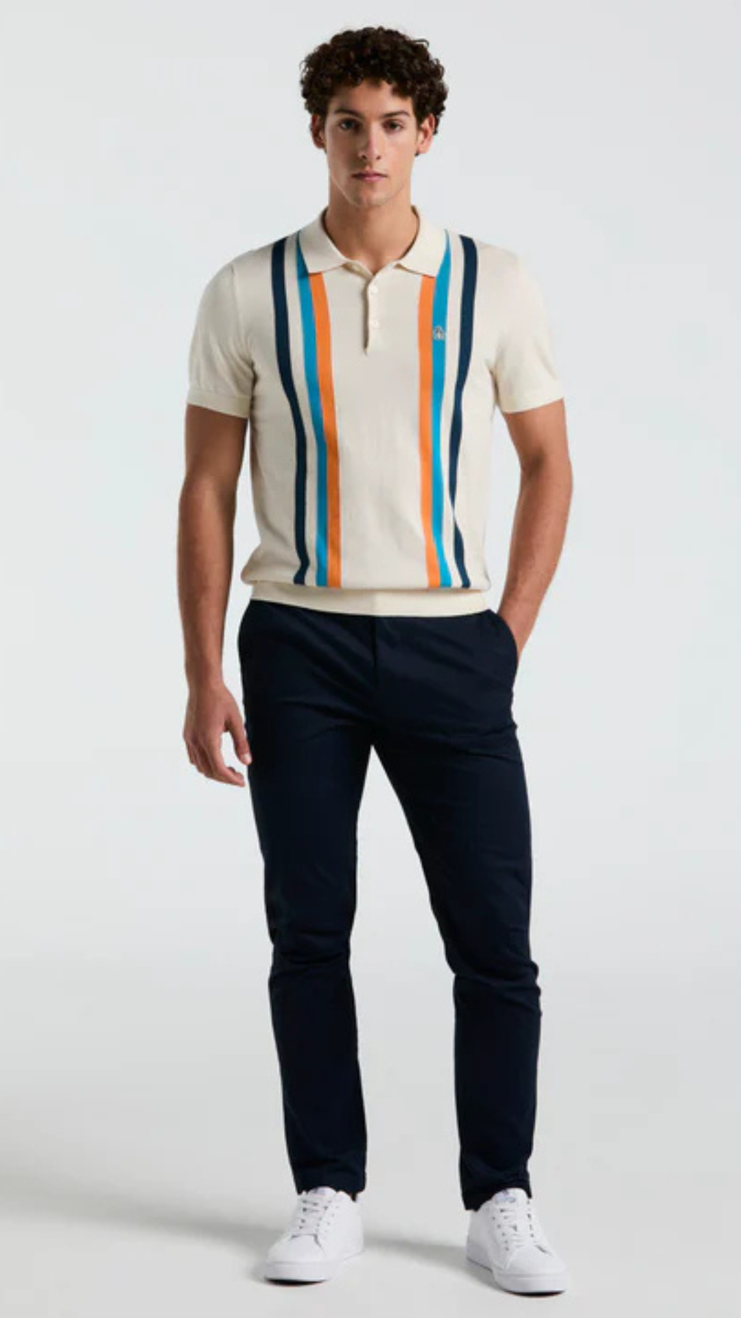 S/S VERTICAL STRIPE SWEATER POLO