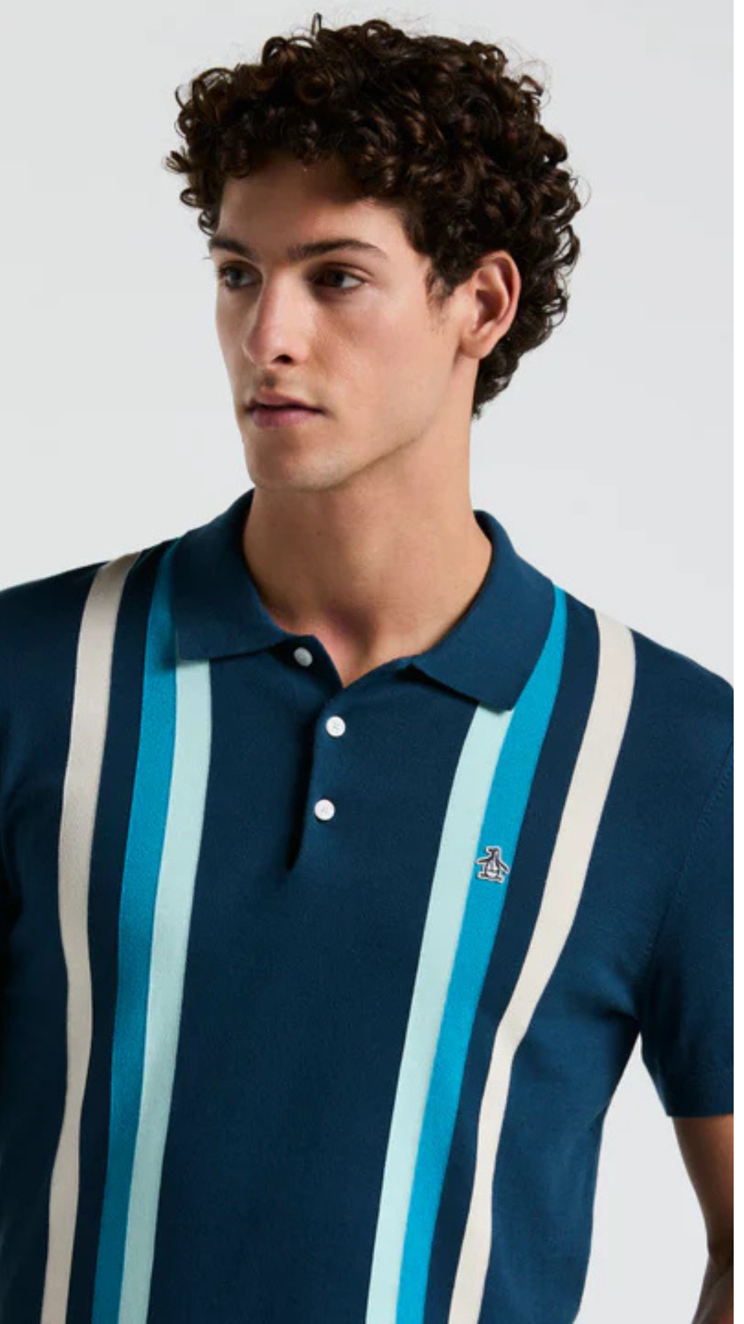 S/S VERTICAL STRIPE SWEATER POLO