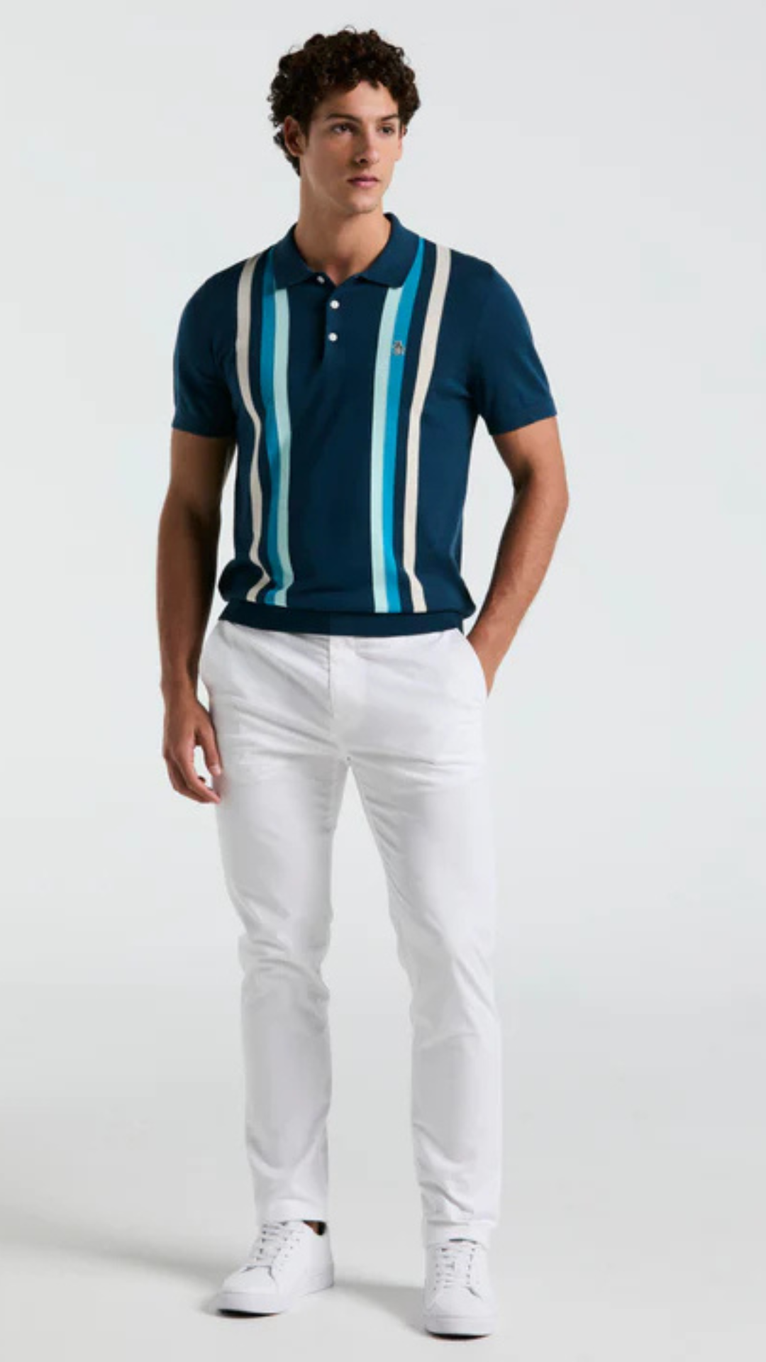 S/S VERTICAL STRIPE SWEATER POLO