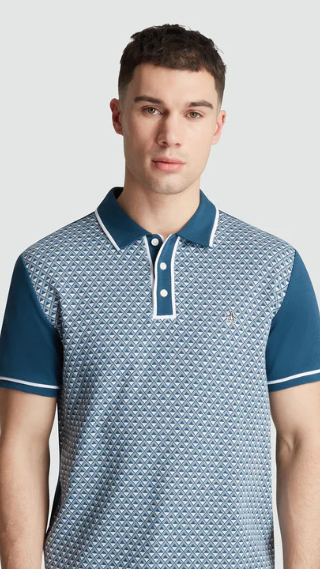S/S DIAMOND JACQUARD FRONT INTERLOCK POLO