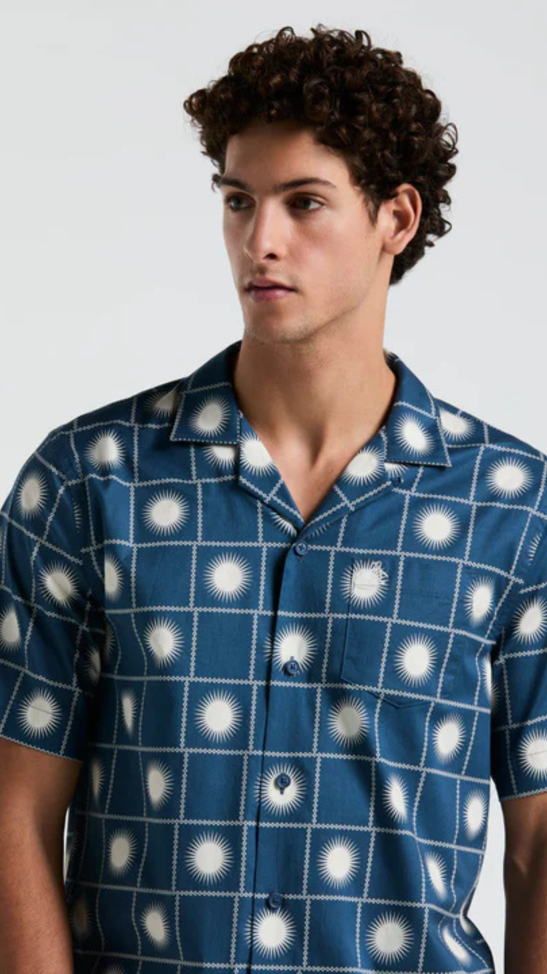 S/S AOP SUN CHECK CABANA COLLAR SHIRT