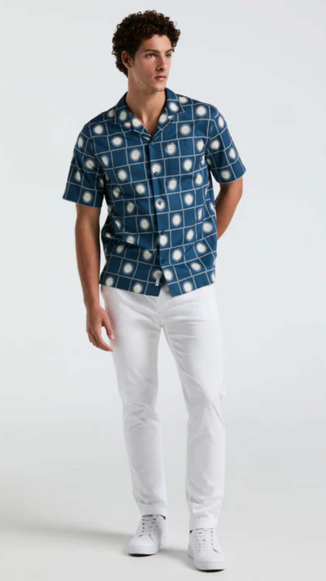 S/S AOP SUN CHECK CABANA COLLAR SHIRT