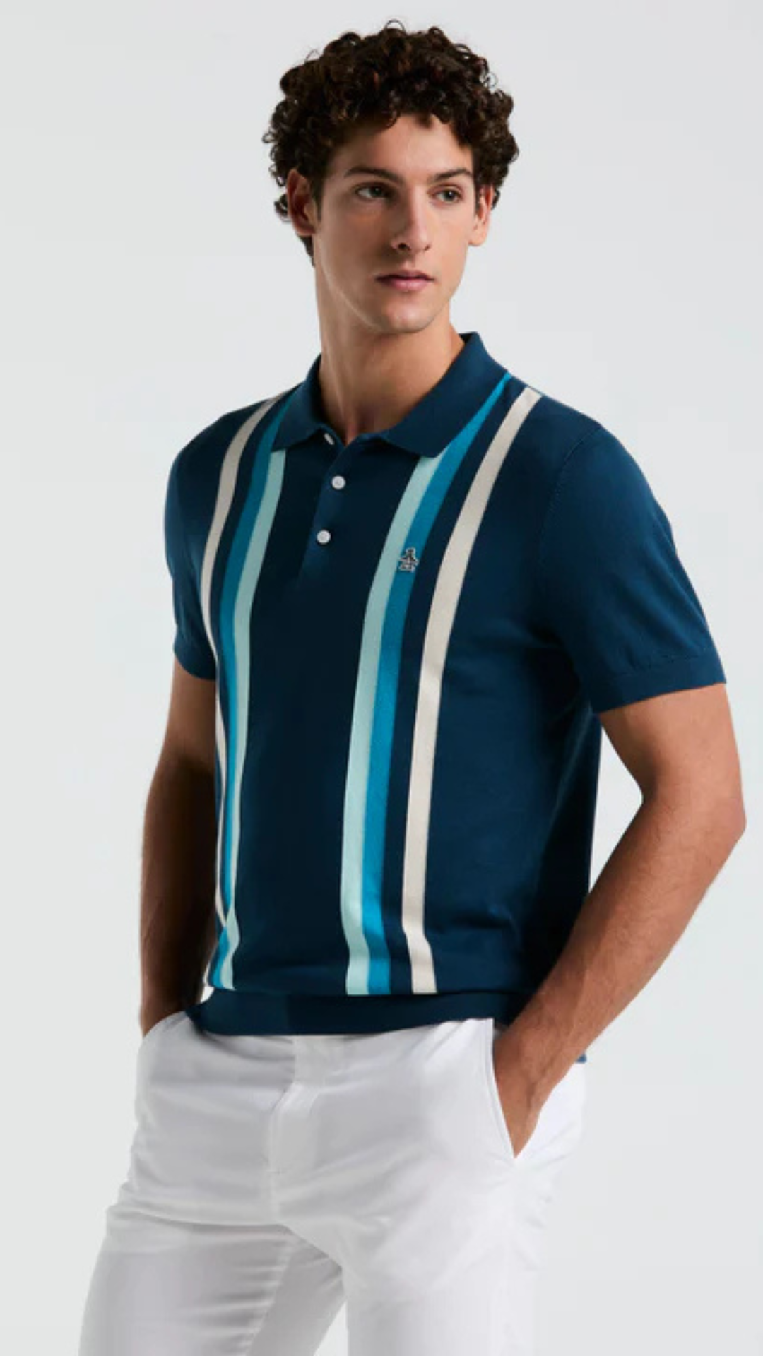 S/S VERTICAL STRIPE SWEATER POLO