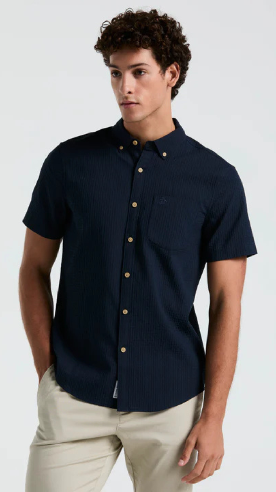 S/S SOLID TEXTURED DOBBY SHIRT